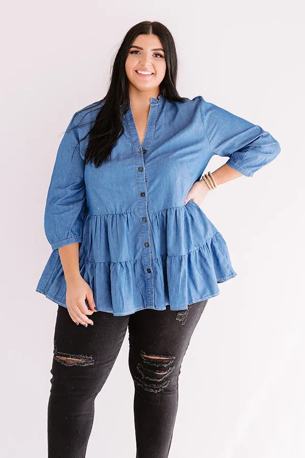 Afternoon Delight Chambray Shift Top  Curves