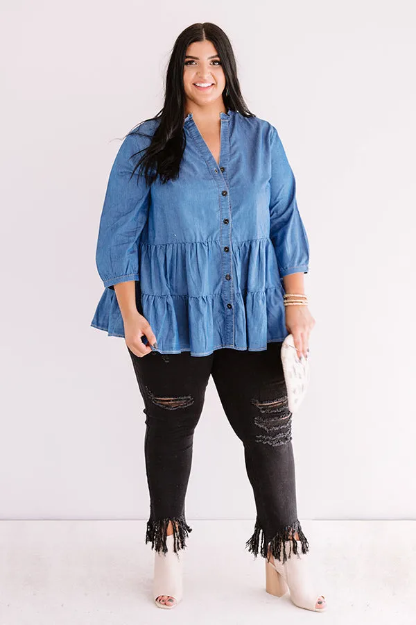Afternoon Delight Chambray Shift Top  Curves