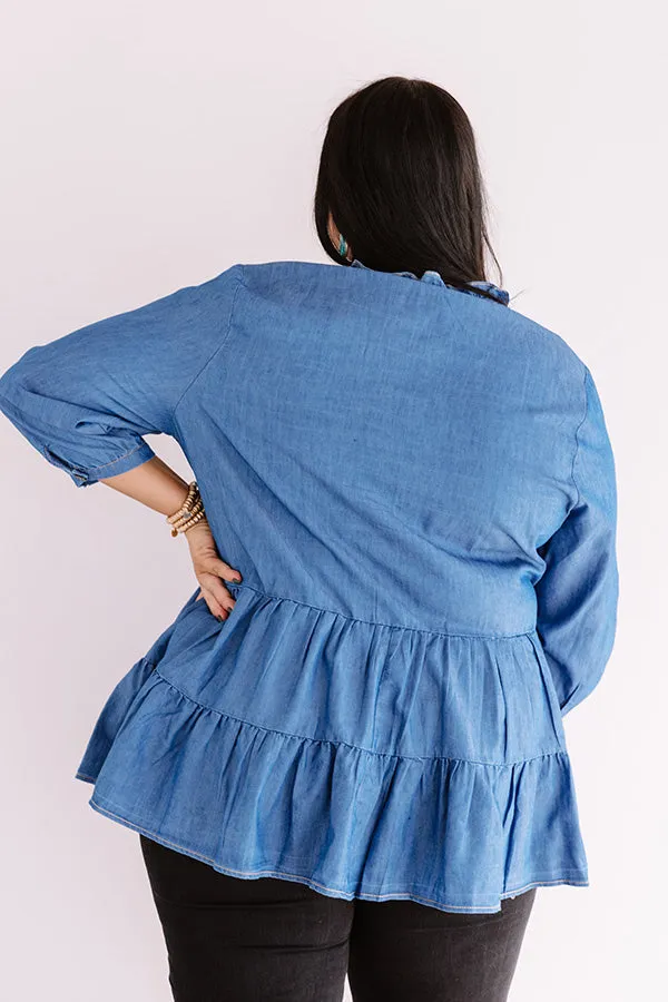 Afternoon Delight Chambray Shift Top  Curves