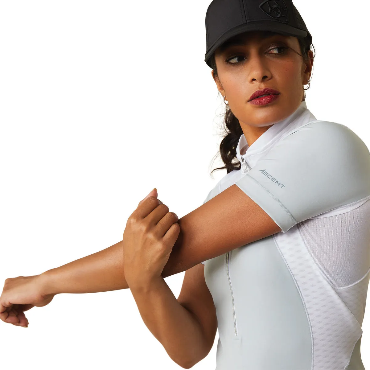 Ariat Womens Ascent 1/4 Zip Short Sleeve Show Shirt