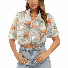 Australian Floral Green  Women's Hawaiian Shirt