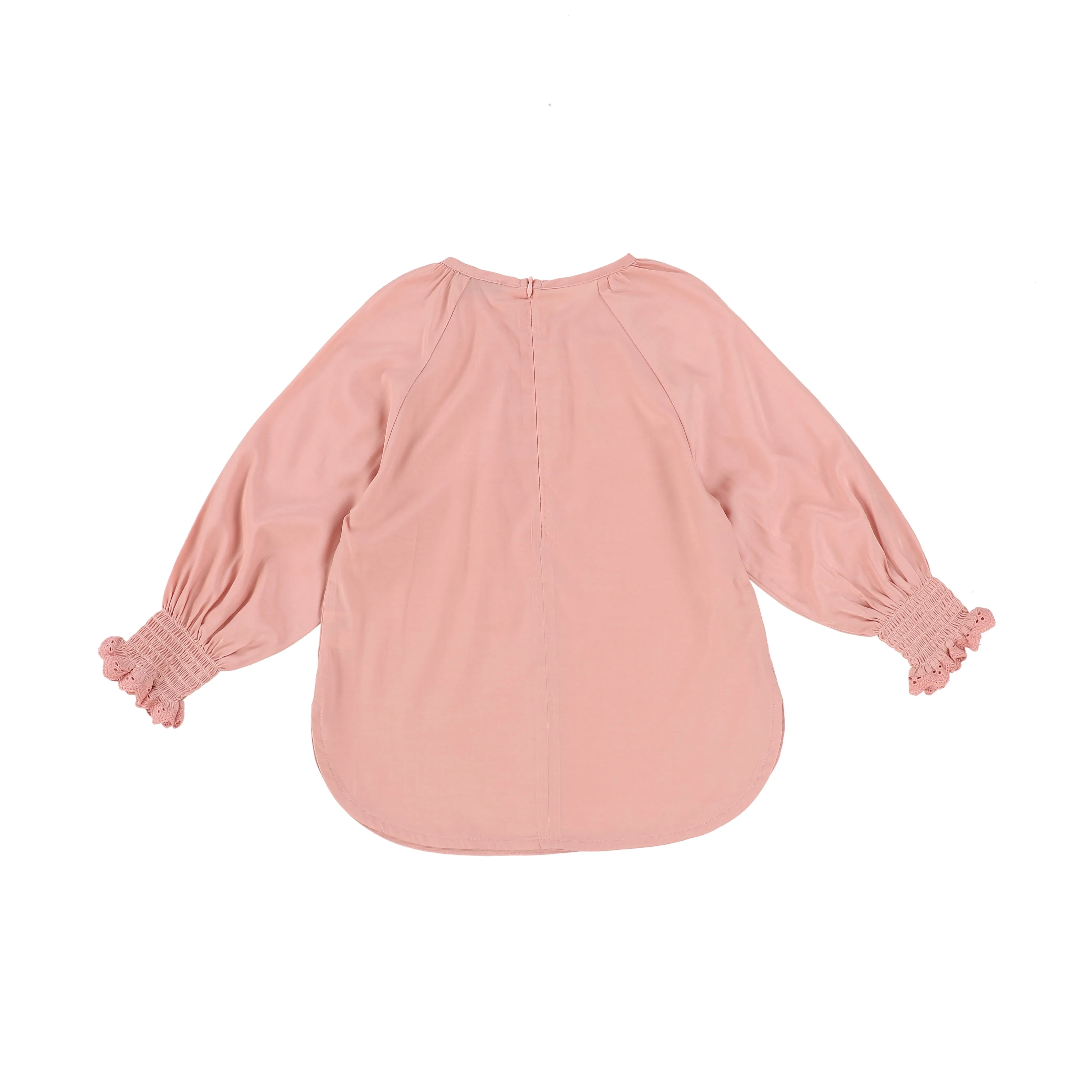 BAMBOO PINK TRIM LACE BLOUSE [Final Sale]