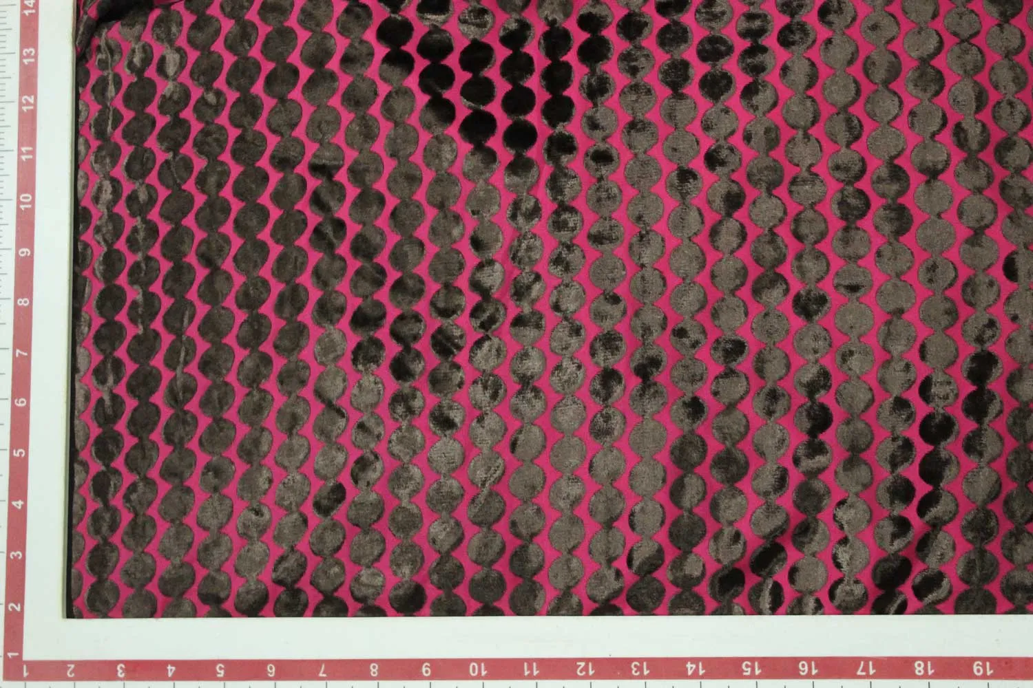 Black & Magenta Pink Geometric Burnout Viscose Polyester Fabric
