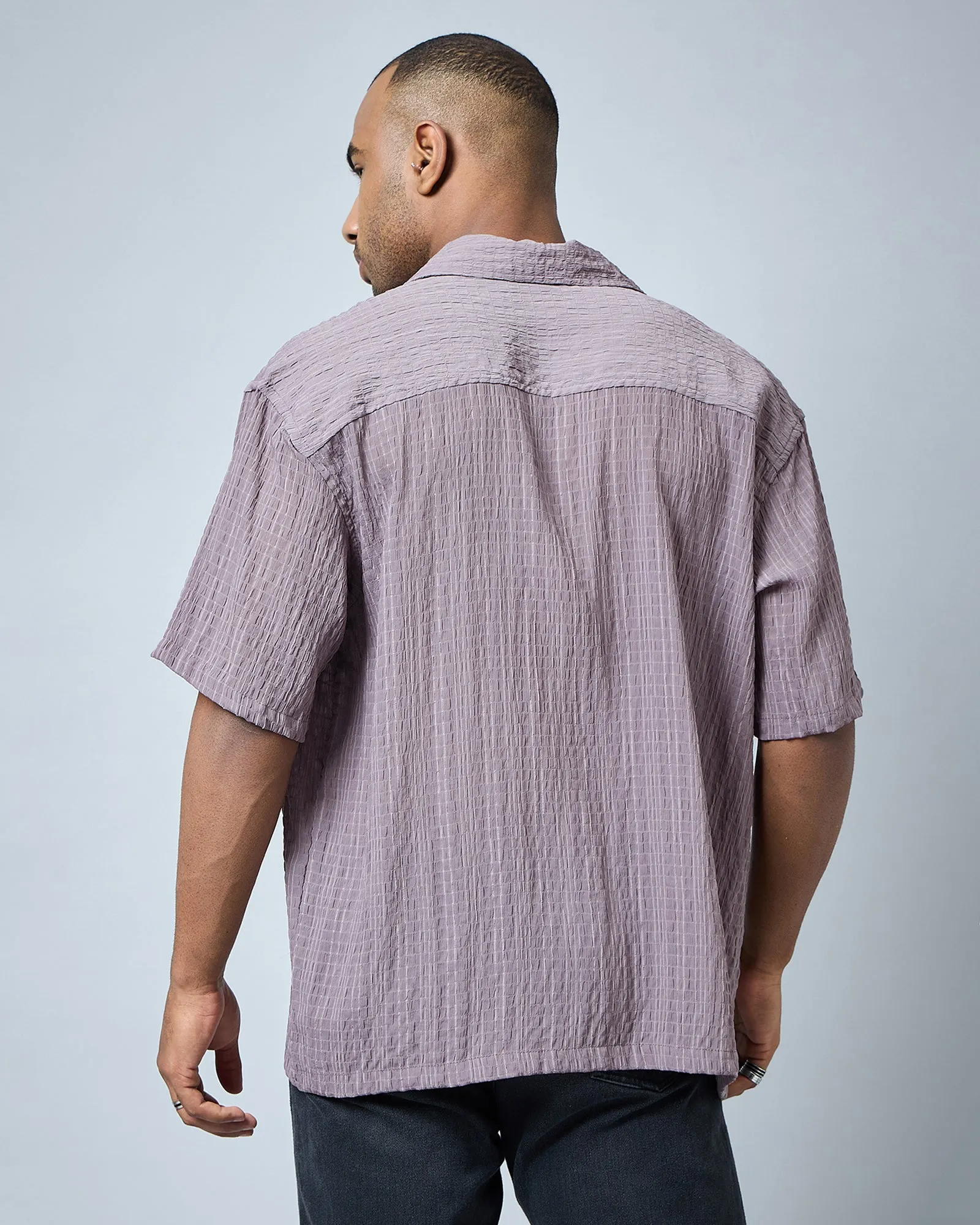 Chimpaaanzee Men Mauve Oversized Shirt