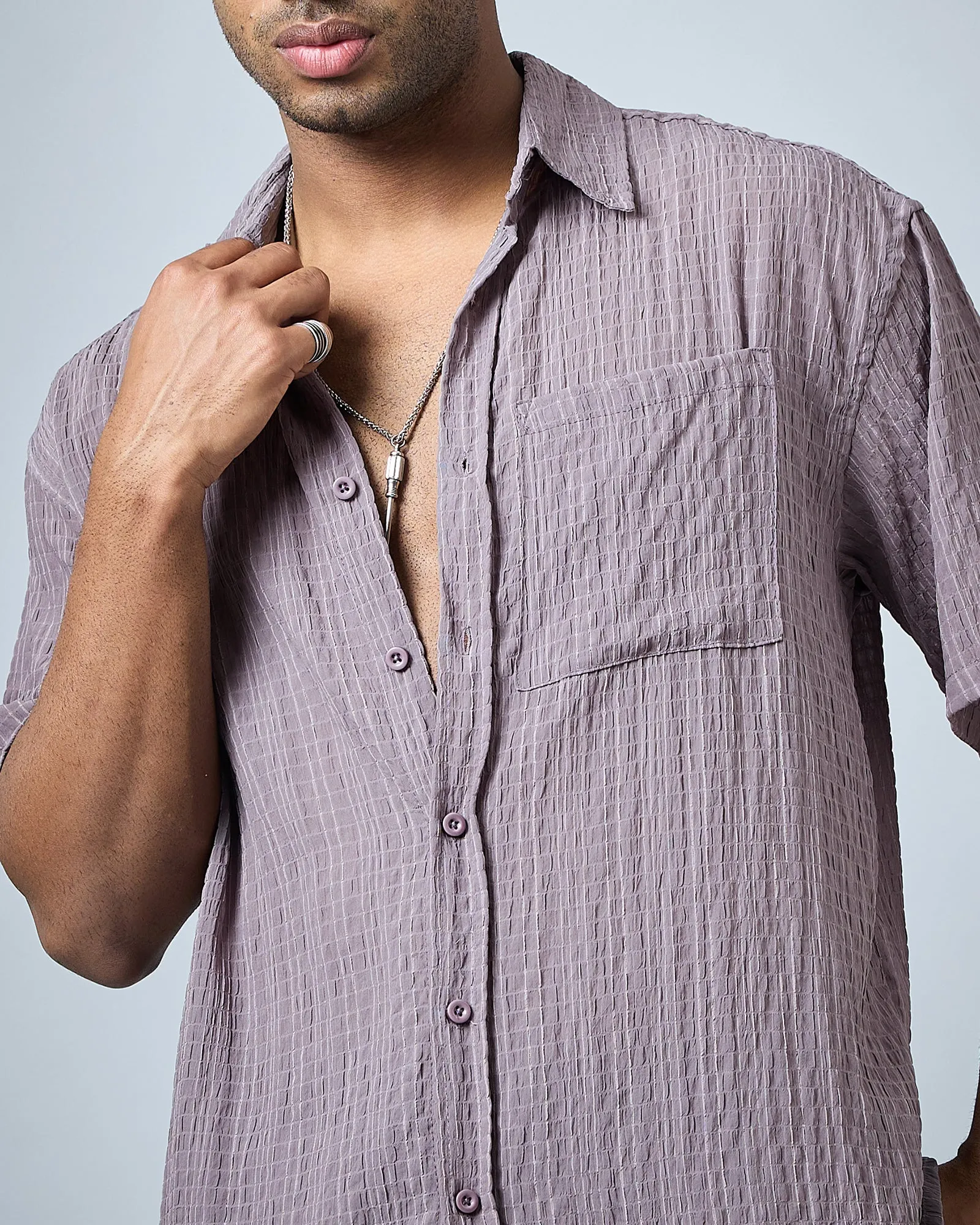 Chimpaaanzee Men Mauve Oversized Shirt