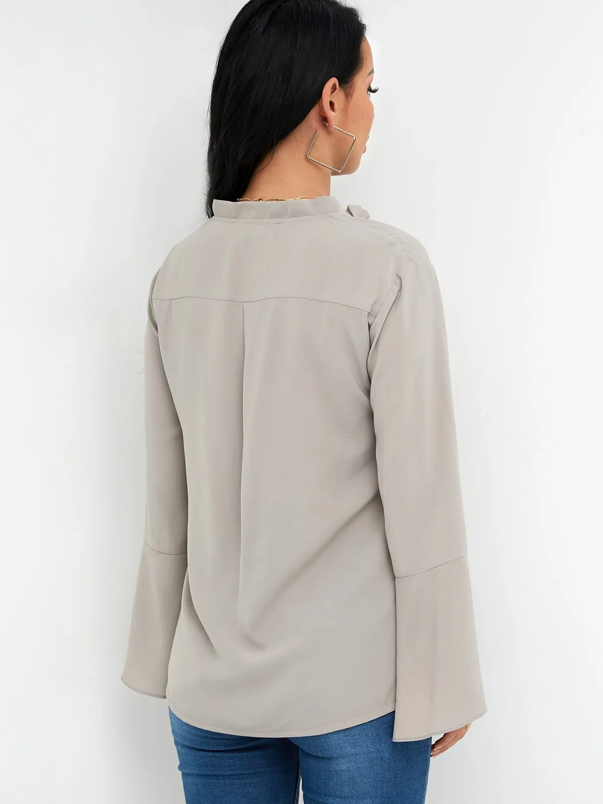 Custom Long Sleeve Grey Blouses
