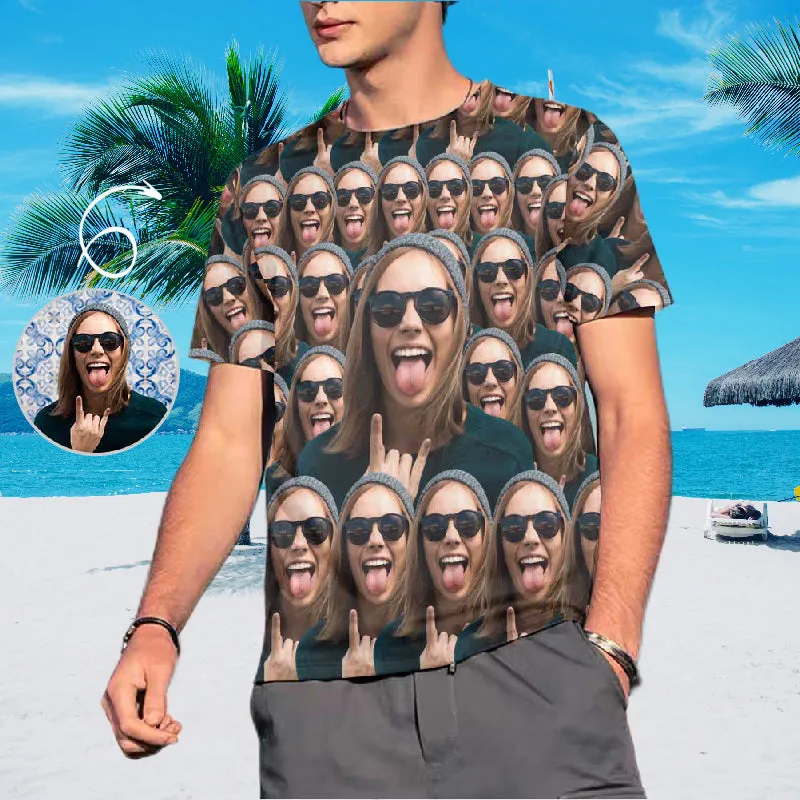 Custom Shirts with Cool Gesture Custom Face T-shirt