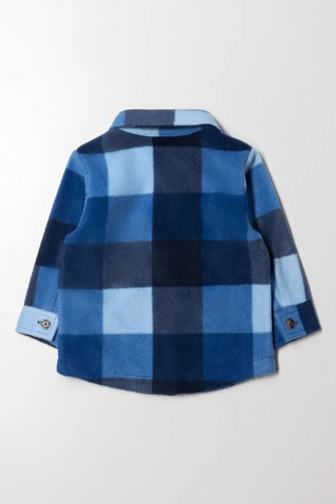 Fleece Check Shirt Navy And Blue