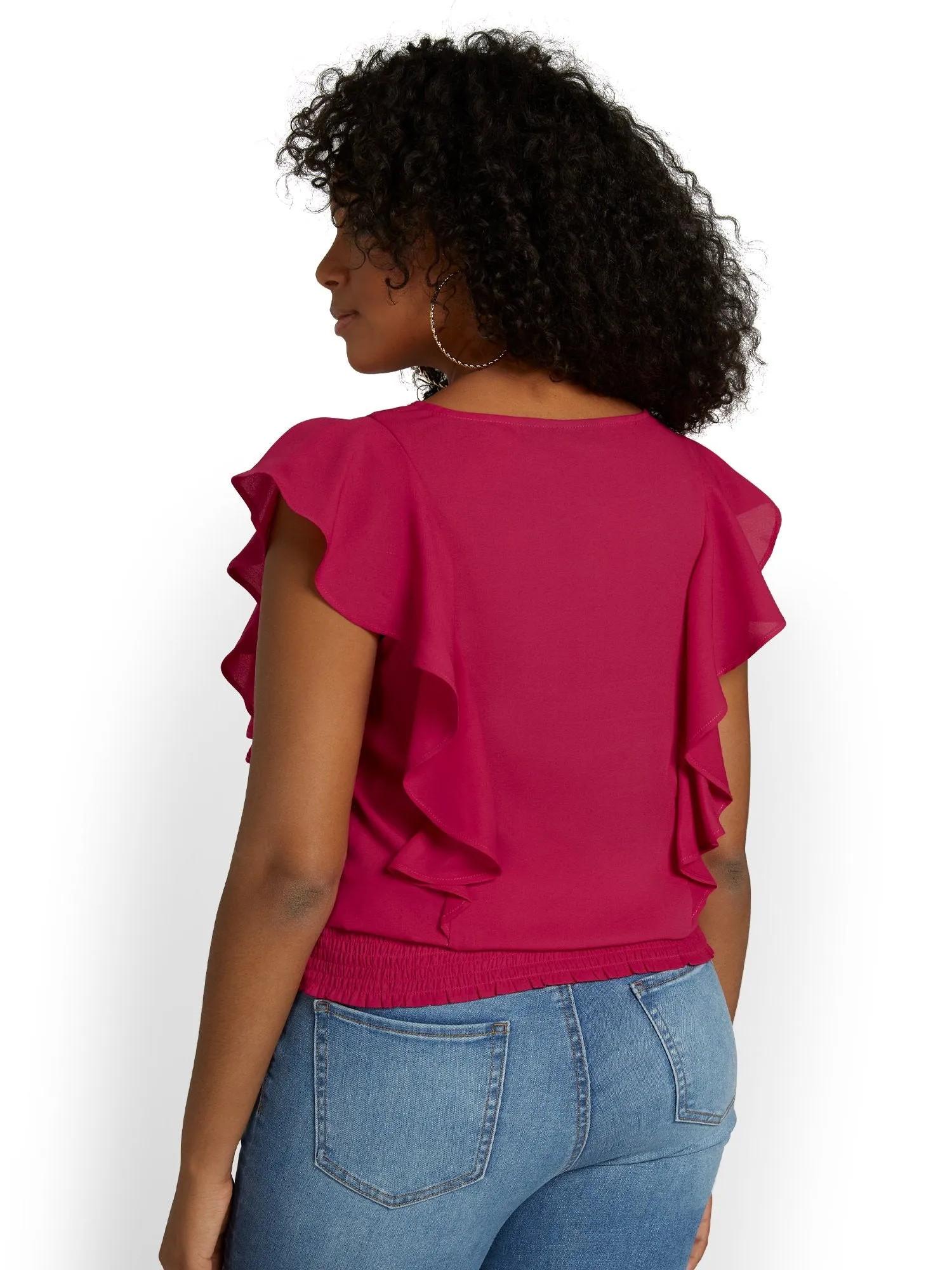 Flutter-Sleeve Smocked Top