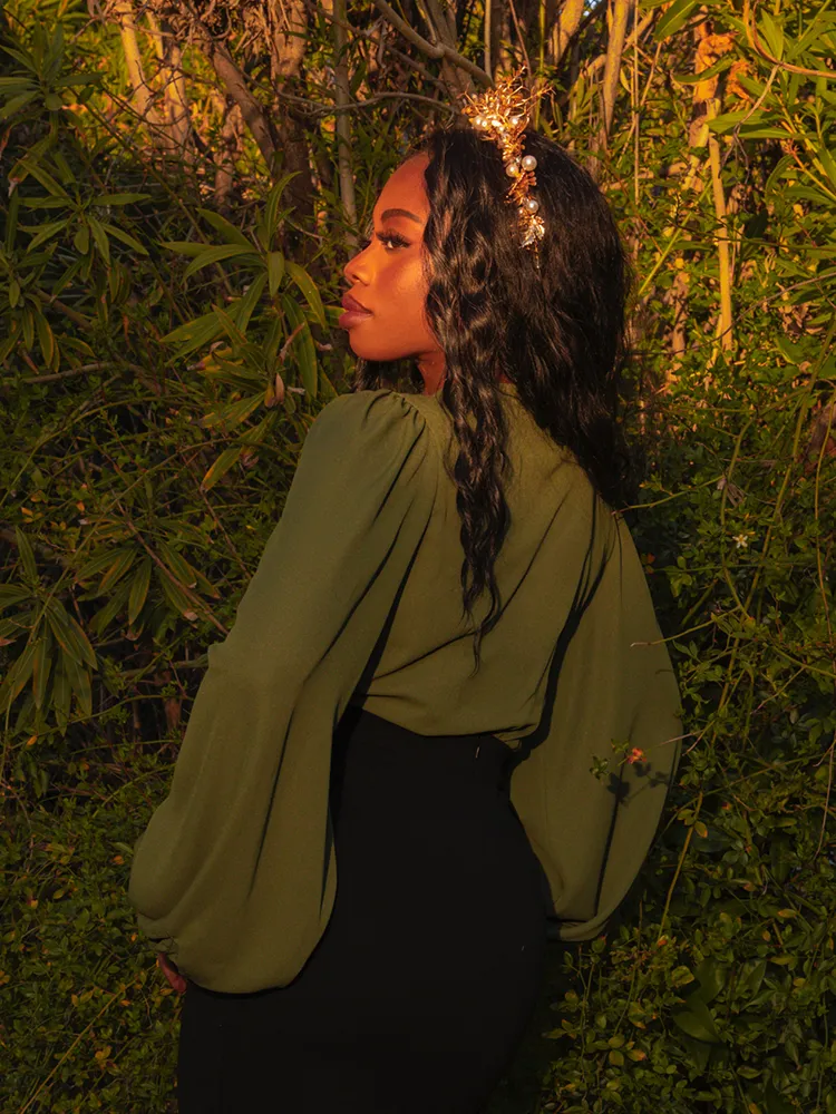 Georgette Wrap Top in Olive