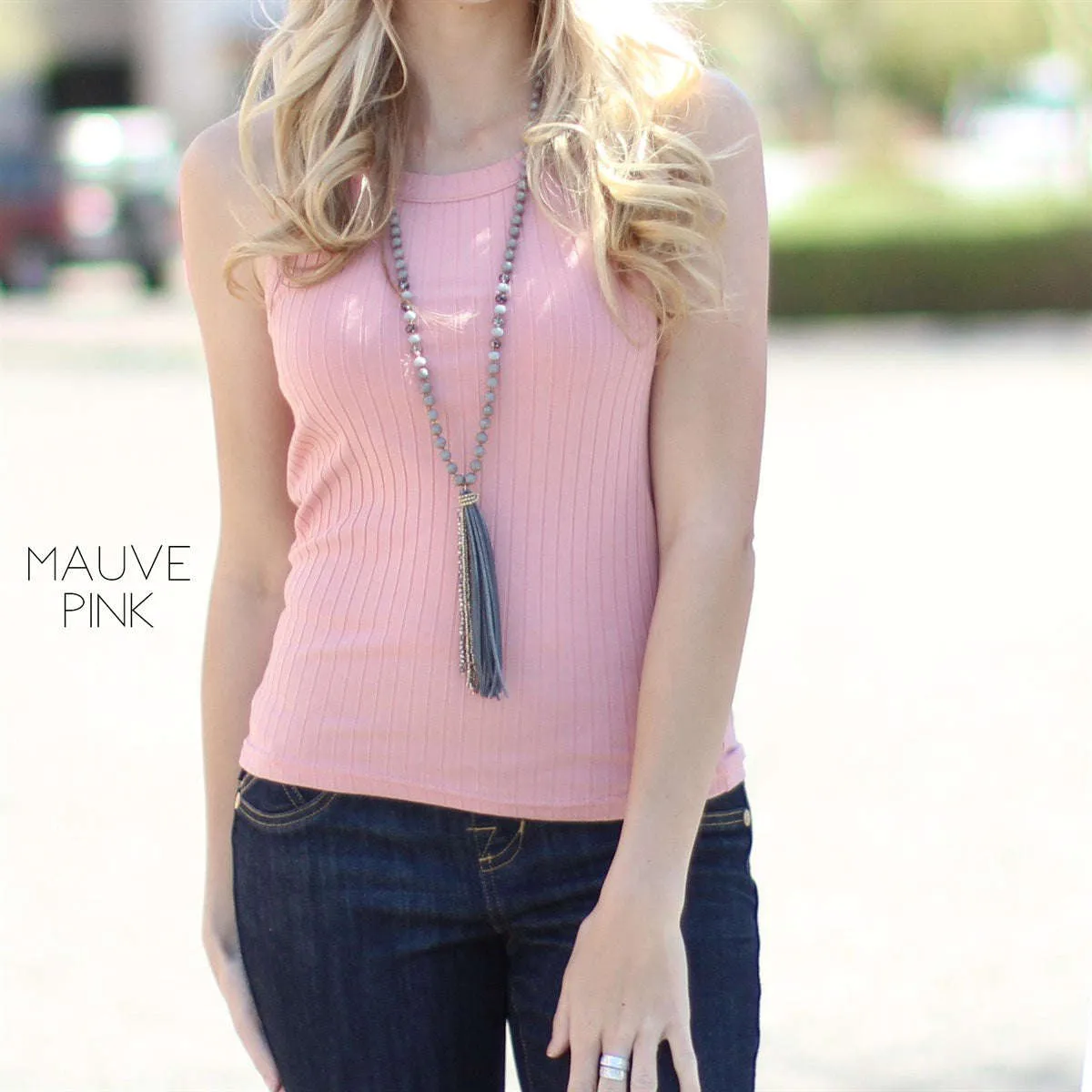 High Neck Ribbed Tank | S-3XL
