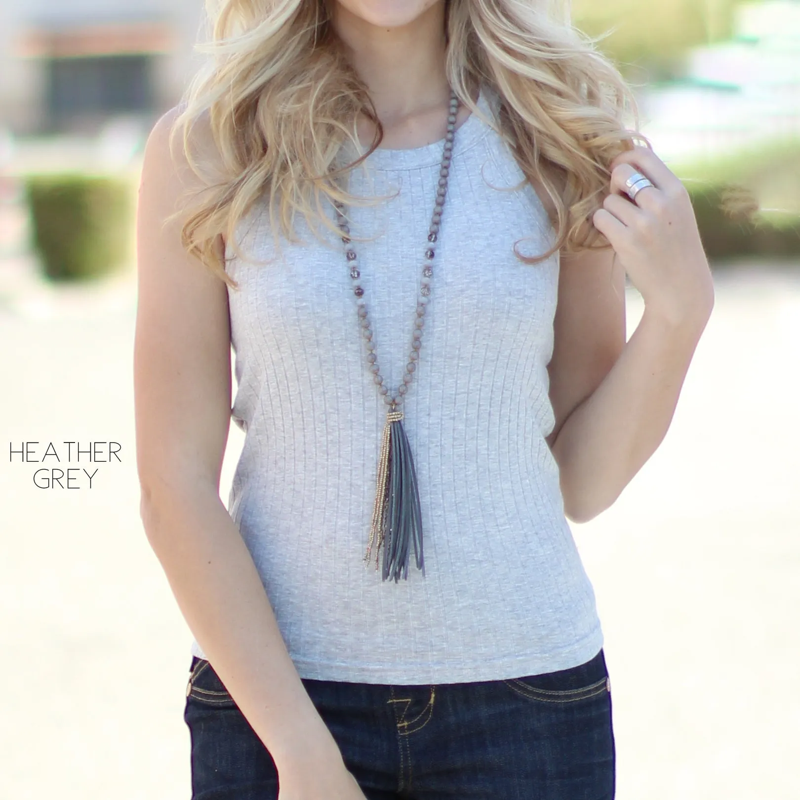 High Neck Ribbed Tank | S-3XL