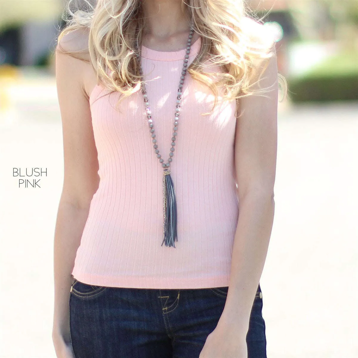 High Neck Ribbed Tank | S-3XL