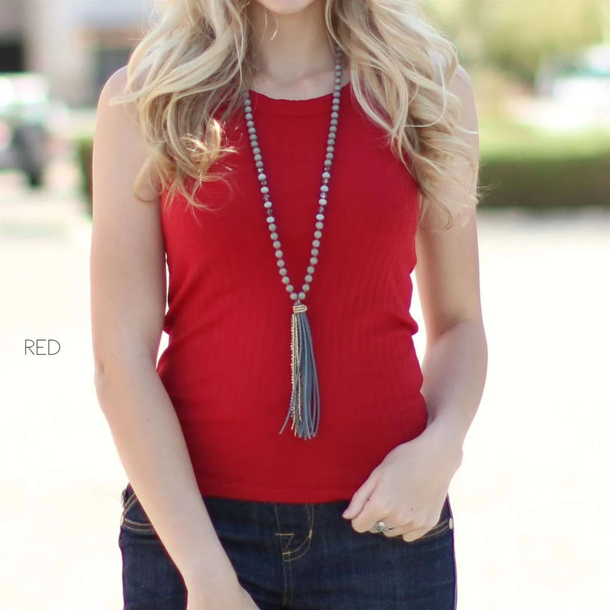 High Neck Ribbed Tank | S-3XL