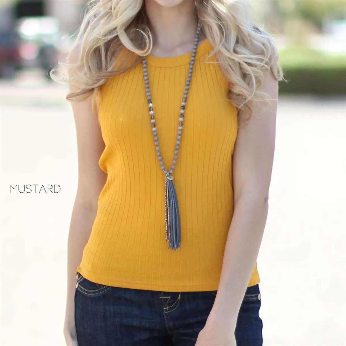 High Neck Ribbed Tank | S-3XL