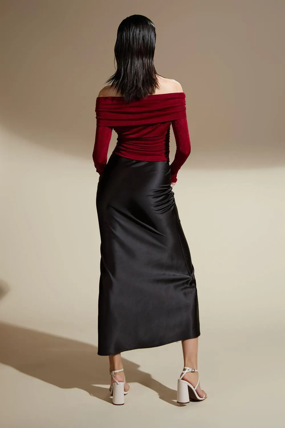 Julianna Gathered Off-Shoulder Polyester Spandex Top