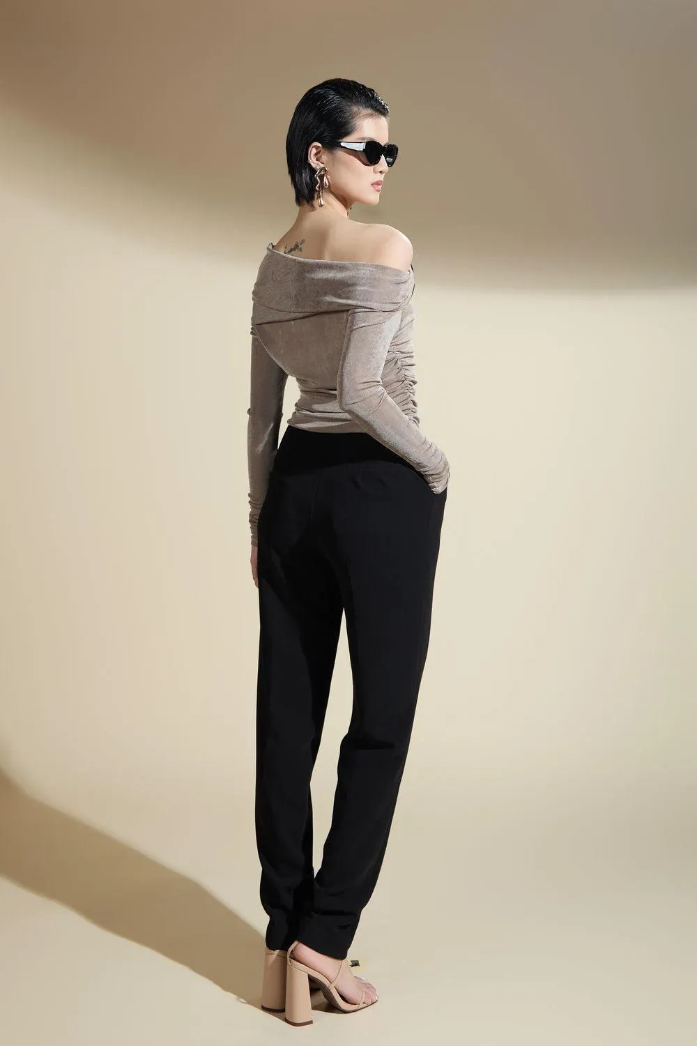 Julianna Gathered Off-Shoulder Polyester Spandex Top