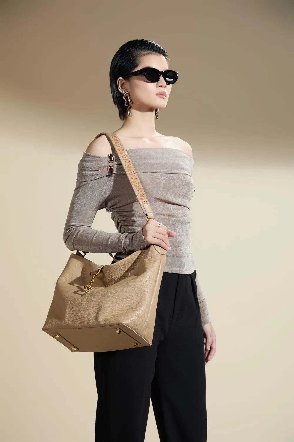 Julianna Gathered Off-Shoulder Polyester Spandex Top