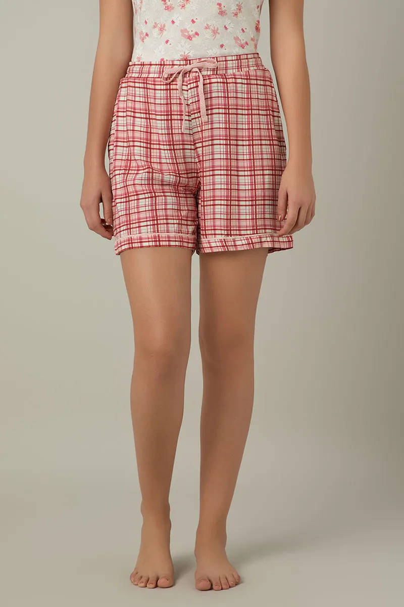 Sleep Shorts - Blush Rose Check Print