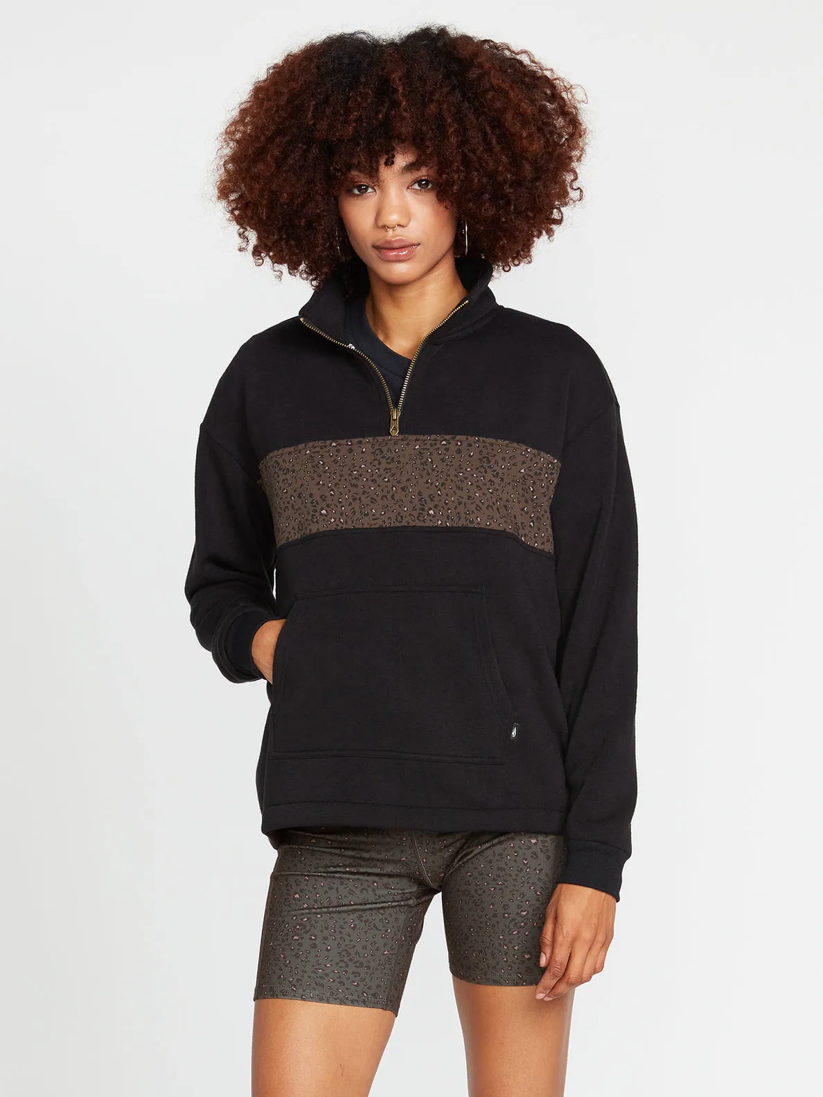 Volcom STN Stackd Mock Neck Sweatshirt-Black Combo