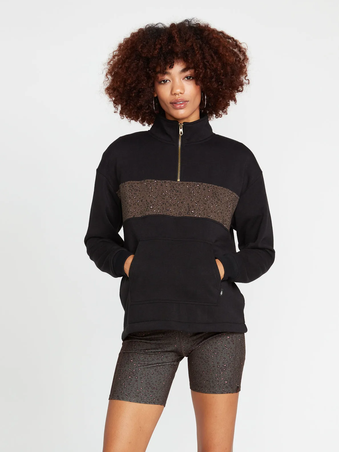 Volcom STN Stackd Mock Neck Sweatshirt-Black Combo